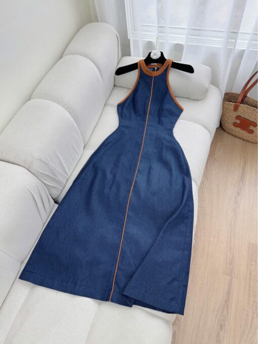 Đầm váy Maxi Jean ba lỗ khóa kéo - MÃ SP DJ001 chất liệu vải Jean mềm cao cấp - Hình ảnh 4