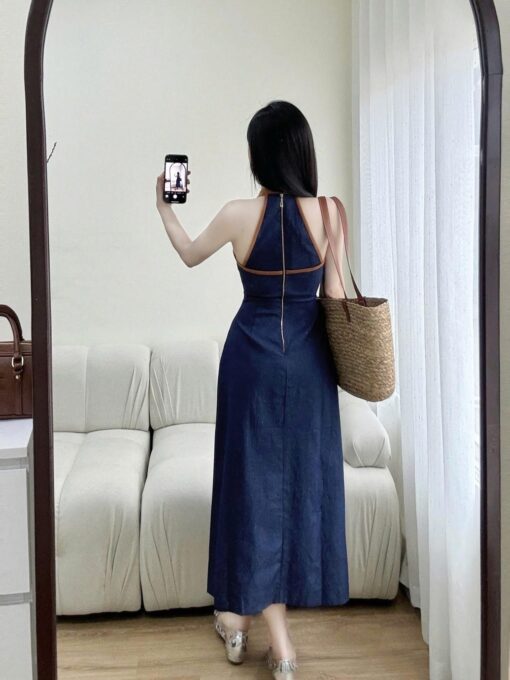 Đầm váy Maxi Jean ba lỗ khóa kéo - MÃ SP DJ001 chất liệu vải Jean mềm cao cấp - Hình ảnh 5