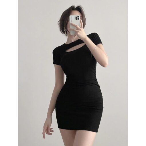 Đầm Body Mini Tay Ngắn Khoét Phía Trước DA159 Chemstore - Nữ - Women - Hình ảnh 7