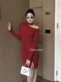 Đầm Mini Body Dài Tay Trễ Một Bên Vai DA027 Chemstore