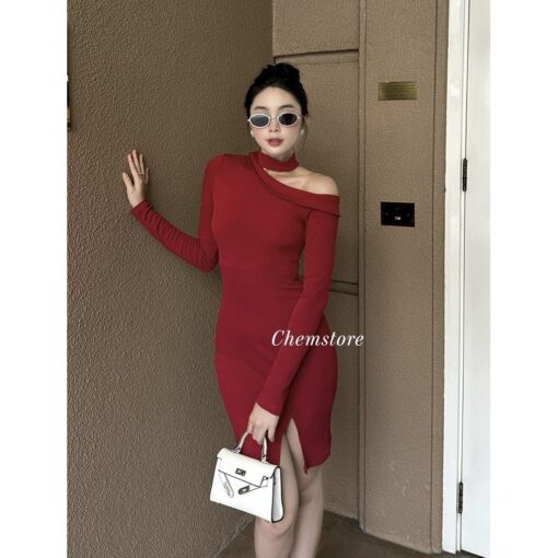 Đầm Mini Body Dài Tay Trễ Một Bên Vai DA027 Chemstore
