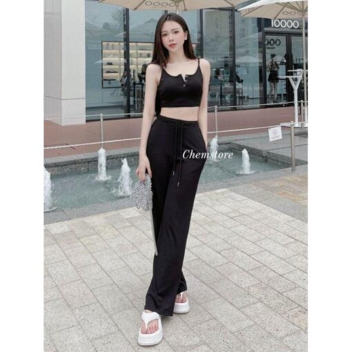 Bộ Áo Dây Croptop Mix Quần Ống Suông Trẻ Trung Năng Động SA037 Chemstore - Nữ - Women - Hình ảnh 6