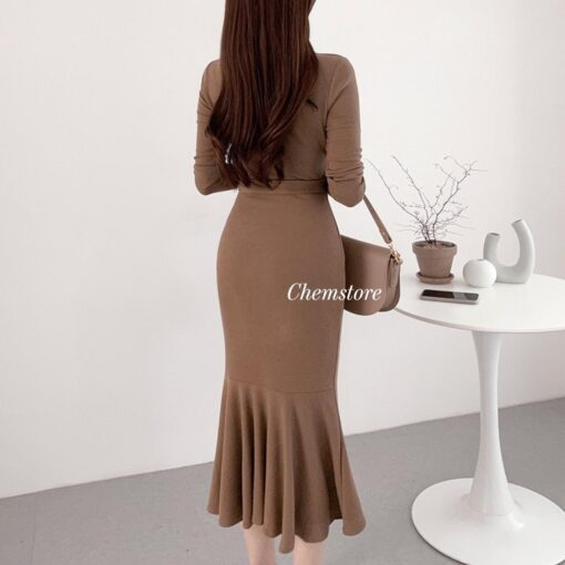 Đầm Body Midi Cổ Chữ V DO152 Chemstore - Nữ - Women - Hình ảnh 5