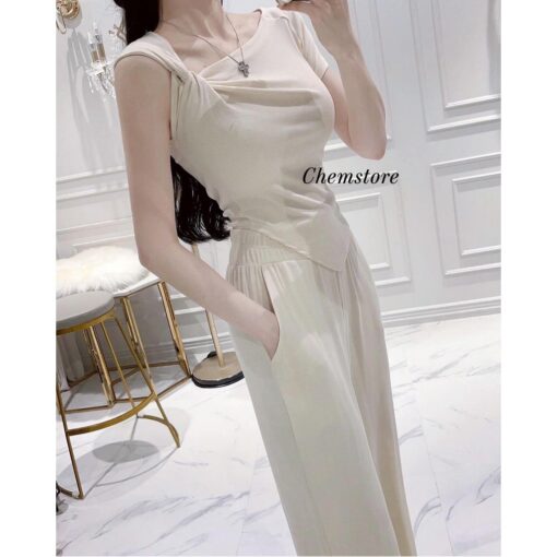 Bộ Áo Kiểu Mix Quần Ống Suông SA042 Chemstore cho Nữ - Women - Hình ảnh 6