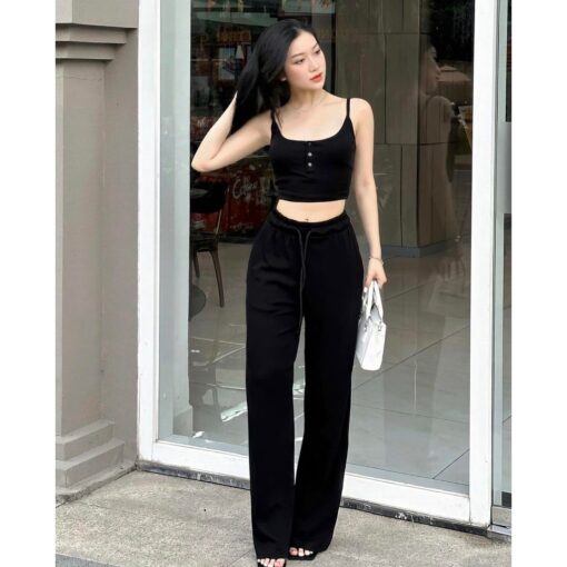 Bộ Áo Dây Croptop Mix Quần Ống Suông Trẻ Trung Năng Động SA037 Chemstore - Nữ - Women - Hình ảnh 3