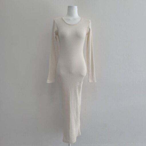 Đầm Maxi Body Tay Dài Cổ Tròn Xẻ Sau DA074 Chemstore - Nữ - Women - Hình ảnh 5