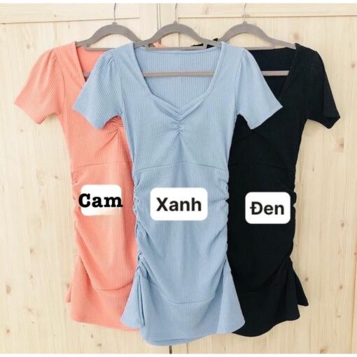 Đầm Mini Bodycon Nhún Ngực Hông DA182 Chemstore Xanh Đen Size S/M/L - Women, Nữ - Hình ảnh 8