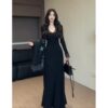 Đầm Maxi Body Tay Dài Cổ Phối Ren DA240 Chemstore