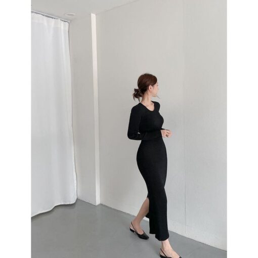 Đầm Maxi Body Tay Dài Cổ Tròn Xẻ Sau DA074 Chemstore - Nữ - Women - Hình ảnh 3