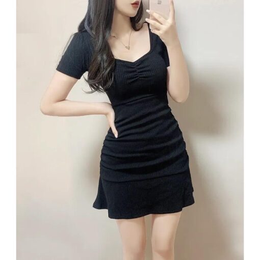 Đầm Mini Bodycon Nhún Ngực Hông DA182 Chemstore Xanh Đen Size S/M/L - Women, Nữ - Hình ảnh 7