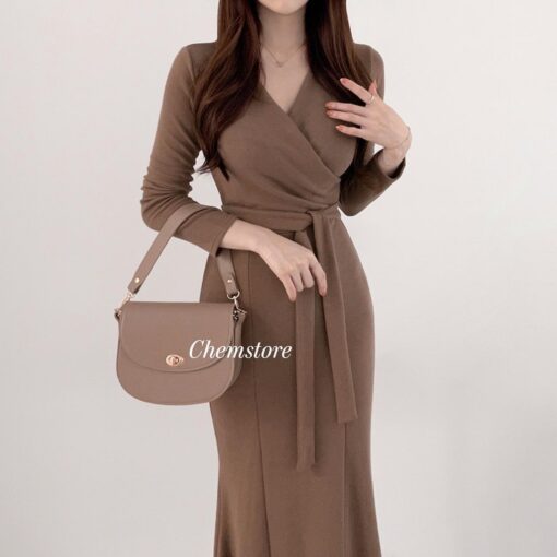 Đầm Body Midi Cổ Chữ V DO152 Chemstore - Nữ - Women - Hình ảnh 3