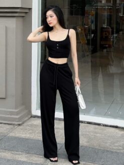Bộ Áo Dây Croptop Mix Quần Ống Suông Trẻ Trung Năng Động SA037 Chemstore - Nữ - Women