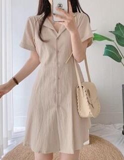 Đầm Mini Suông Cổ Sơ Mi Có Dây Thắt Eo Đằng Sau Thanh Lịch-Công Sở CN002 Chemstore cho Nữ - Women