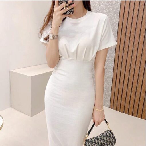 Đầm Body Midi Ngắn Tay Cổ Tròn DH015 Chemstore - Nữ - Women - Hình ảnh 2