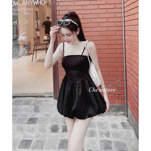 Đầm Mini Hai Dây Dáng Bí DO198 Chemstore - Thời Trang Nữ - Women - Hình ảnh 3