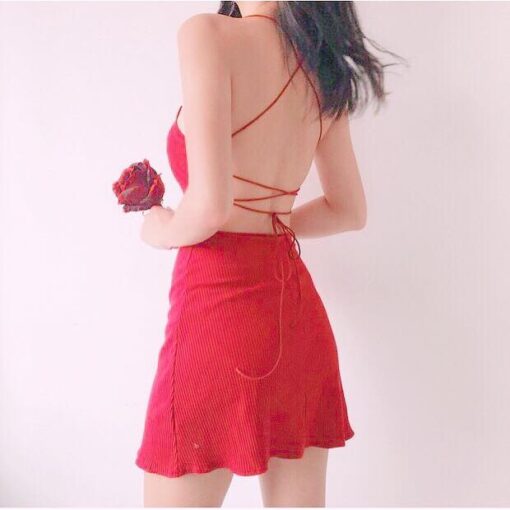 Đầm Body Hở Lưng Táo Bạo Mini DG045 Chemstore - Dây Rút Dài Tự Điều Chỉnh - Nữ - Women