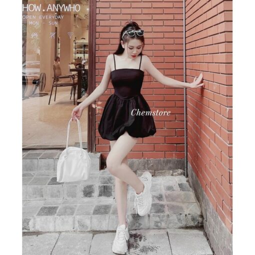 Đầm Mini Hai Dây Dáng Bí DO198 Chemstore - Thời Trang Nữ - Women - Hình ảnh 4