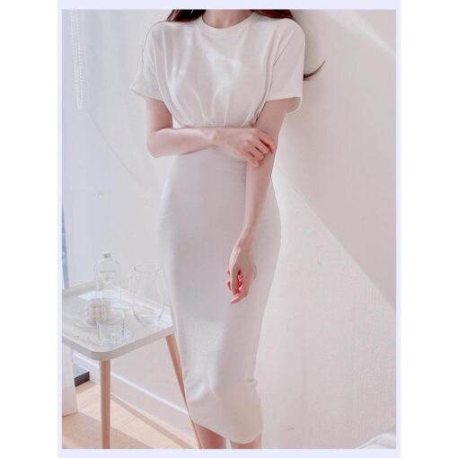 Đầm Body Midi Ngắn Tay Cổ Tròn DH015 Chemstore - Nữ - Women - Hình ảnh 4
