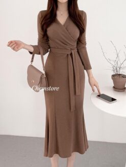 Đầm Body Midi Cổ Chữ V DO152 Chemstore - Nữ - Women