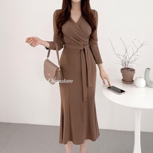 Đầm Body Midi Cổ Chữ V DO152 Chemstore - Nữ - Women