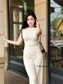 Bộ Áo Kiểu Mix Quần Ống Suông SA042 Chemstore cho Nữ - Women