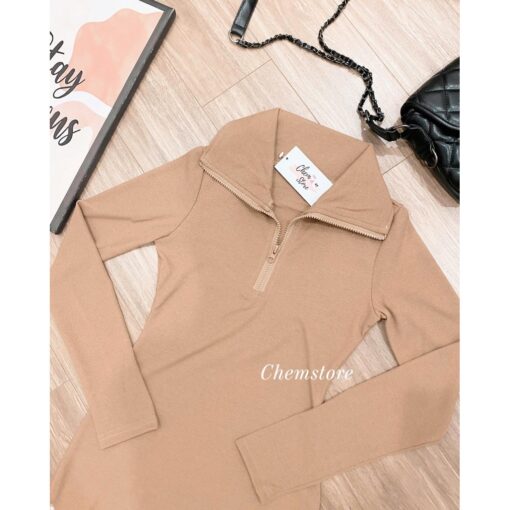 Đầm Maxi Body Tay Dài Cao Cổ Có Khóa Kéo DA082 Chemstore - Hình ảnh 6