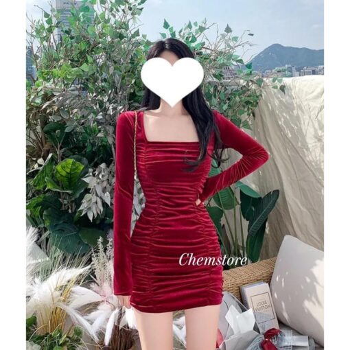 Đầm Mini Body Dài Tay Nhún Hông DN014 Chemstore