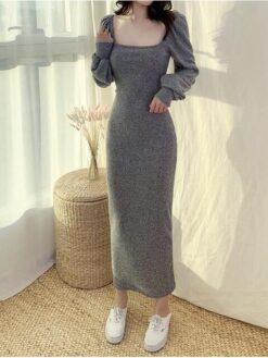 Đầm Maxi Body Tay Dài Cổ Vuông DA109 Chemstore - Nữ - Women