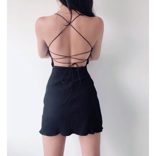 Đầm Body Hở Lưng Táo Bạo Mini DG045 Chemstore - Dây Rút Dài Tự Điều Chỉnh - Nữ - Women - Hình ảnh 5